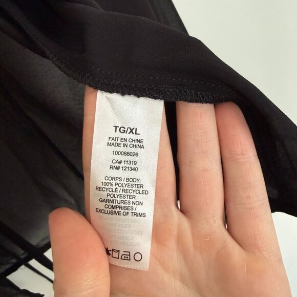 $50 Retail – Dynamite Jet Black Sheer Tie Front Blouse XL NWT - Picture 5 of 7